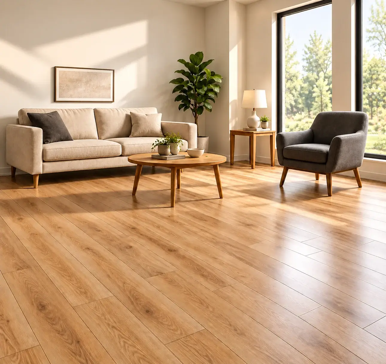 Action TESA wooden flooring in a light-filled contemporary living room